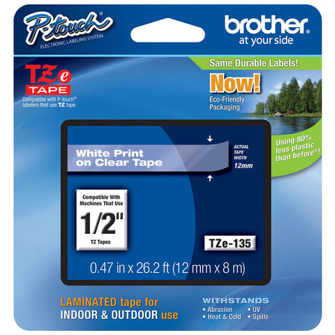 Brother P-touch TZEFA3  12mm Navy Blue on White Fabric Iron-On Tape